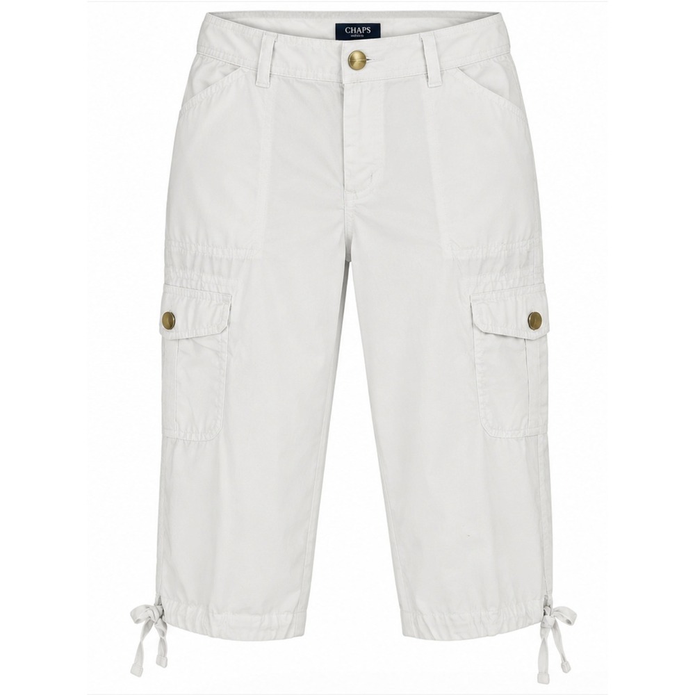 Chaps Cargo Capri Pants Women 6 White Adjustable Tie Hem NWT